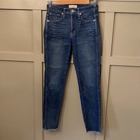 MADEWELL Slim Straight High Rise Jeans W/ Raw Hem Size 26 - Picture 1 of 9